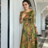 Váy Đầm Xoè Hoa Tone Xanh Đẹp Sang Trọng Cao Cấp Akina Dress